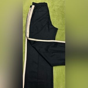 OLSEN TROUSER MONA STRAIGHT LEG WITH DECORATIVE TAPE - BLACK SIZE XS/4